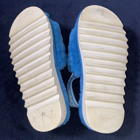 Koolaburra By Ugg Blue Fluffy Slide On Slippers Size Girls 13 - Picture 4 of 5